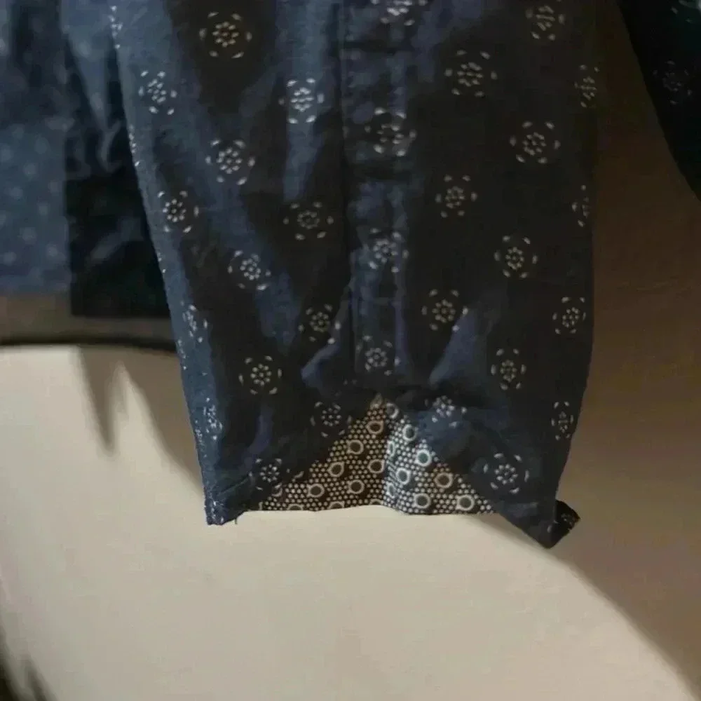 Ted Baker London | 100% Cotton button down, size 5. Navy blue with print. EUC
